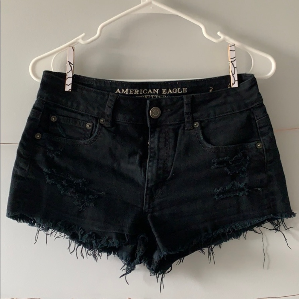 American Eagle Hi Rise Festival Distressed Shorts